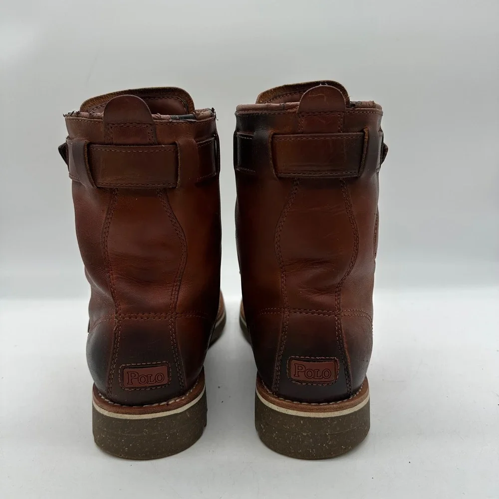 Polo Ralph Lauren Maurice 0862 Men's 9D Brown Buckle Straps Leather Combat Boots